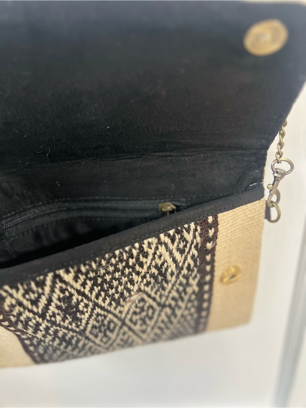Handmade Moroccan Woven Black & Cream Crossbody Bag - Picture 5 of 5